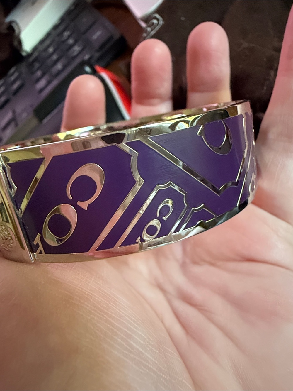 COACH purple thick bangle bracelet